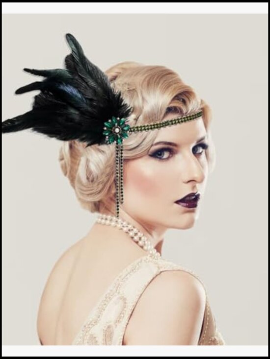 Vintage Style Feather Headband Rhinestone Tassel Great Gatsby Flapper Hair main image 4